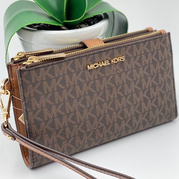 Michael Kors Handbags - Michael Kors Double Zip Wallet Wristlet Brown